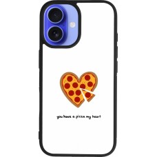 Coque iPhone 16 - Silicone rigide noir Saint Valentines Day 26 You have my pizza heart