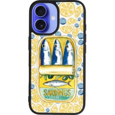 Coque iPhone 16 - Silicone rigide noir Sardines in oil 2026