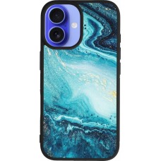 iPhone 16 Case Hülle - Silikon schwarz Sea Foam Blue