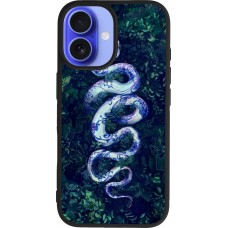 Coque iPhone 16 - Silicone rigide noir Serpent Blue Anaconda