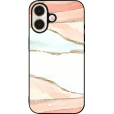Coque iPhone 16 - Silicone rigide noir Shimmering Orange