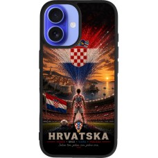 Coque iPhone 16 - Silicone rigide noir Football Croatie splash 2026