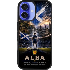 Coque iPhone 16 - Silicone rigide noir Football Écosse splash 2026