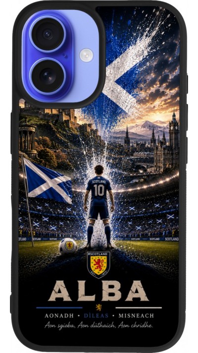 Coque iPhone 16 - Silicone rigide noir Football Écosse splash 2026