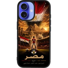 Coque iPhone 16 - Silicone rigide noir Football Égypte splash 2026
