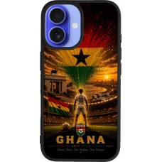 Coque iPhone 16 - Silicone rigide noir Football Ghana splash 2026