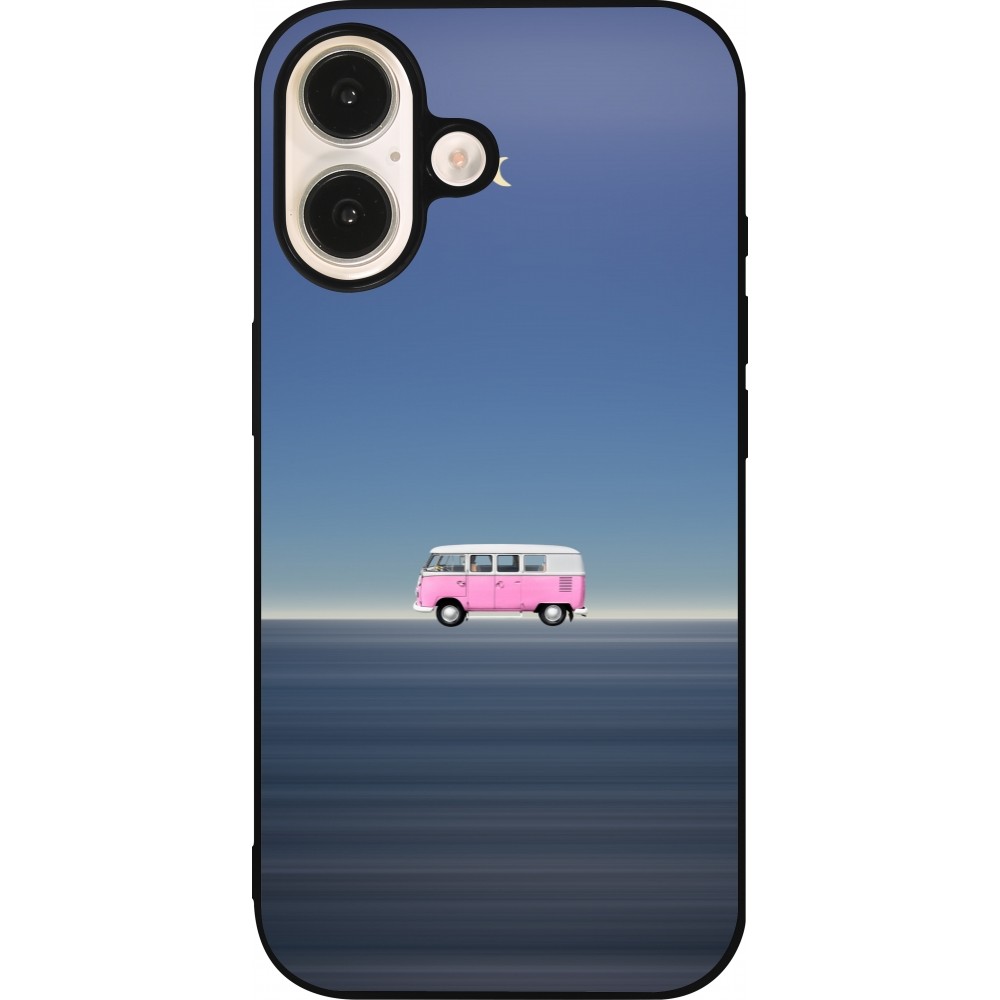iPhone 16 Case Hülle - Silikon schwarz Spring 23 pink bus