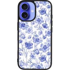 Coque iPhone 16 - Silicone rigide noir Spring 23 watercolor blue flowers
