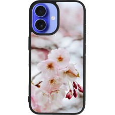 Coque iPhone 16 - Silicone rigide noir Cherry tree Spring 2026
