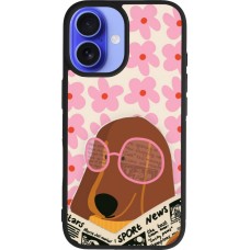 Coque iPhone 16 - Silicone rigide noir Dog with newspaper 2026