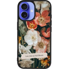 Coque iPhone 16 - Silicone rigide noir Full Bloom Spring 2026