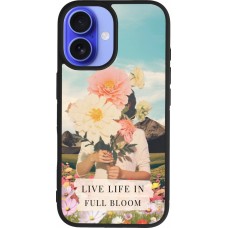 Coque iPhone 16 - Silicone rigide noir Live life in full moon Spring 2026