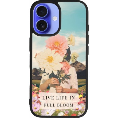 Coque iPhone 16 - Silicone rigide noir Live life in full moon Spring 2026