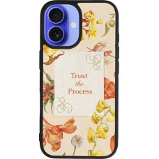 Coque iPhone 16 - Silicone rigide noir Trust the process Spring 2026