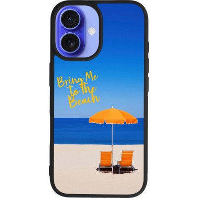 Coque iPhone 16 - Silicone rigide noir Summer 2025 Bring me to the beach