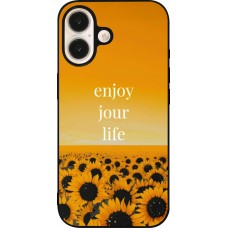 iPhone 16 Case Hülle - Silikon schwarz Summer 2025 Enjoy your life