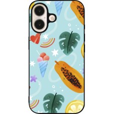 iPhone 16 Case Hülle - Silikon schwarz Summer 2025 Pattern papaya