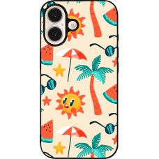 iPhone 16 Case Hülle - Silikon schwarz Summer 2025 Pattern soleil