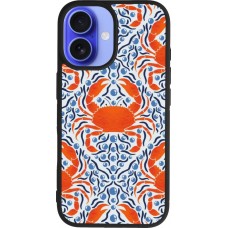 Coque iPhone 16 - Silicone rigide noir Crabs and pearls Summer 2026