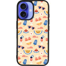 Coque iPhone 16 - Silicone rigide noir Pattern Summer 2026