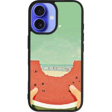Coque iPhone 16 - Silicone rigide noir Views through a watermelon Summer 2026
