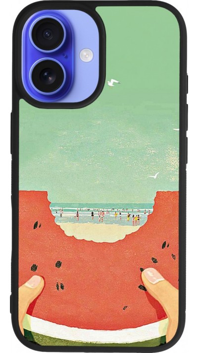Coque iPhone 16 - Silicone rigide noir Views through a watermelon Summer 2026