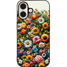 Coque iPhone 16 - Silicone rigide noir Summer Floral Pattern