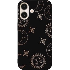 Coque iPhone 16 - Silicone rigide noir Suns and Moons