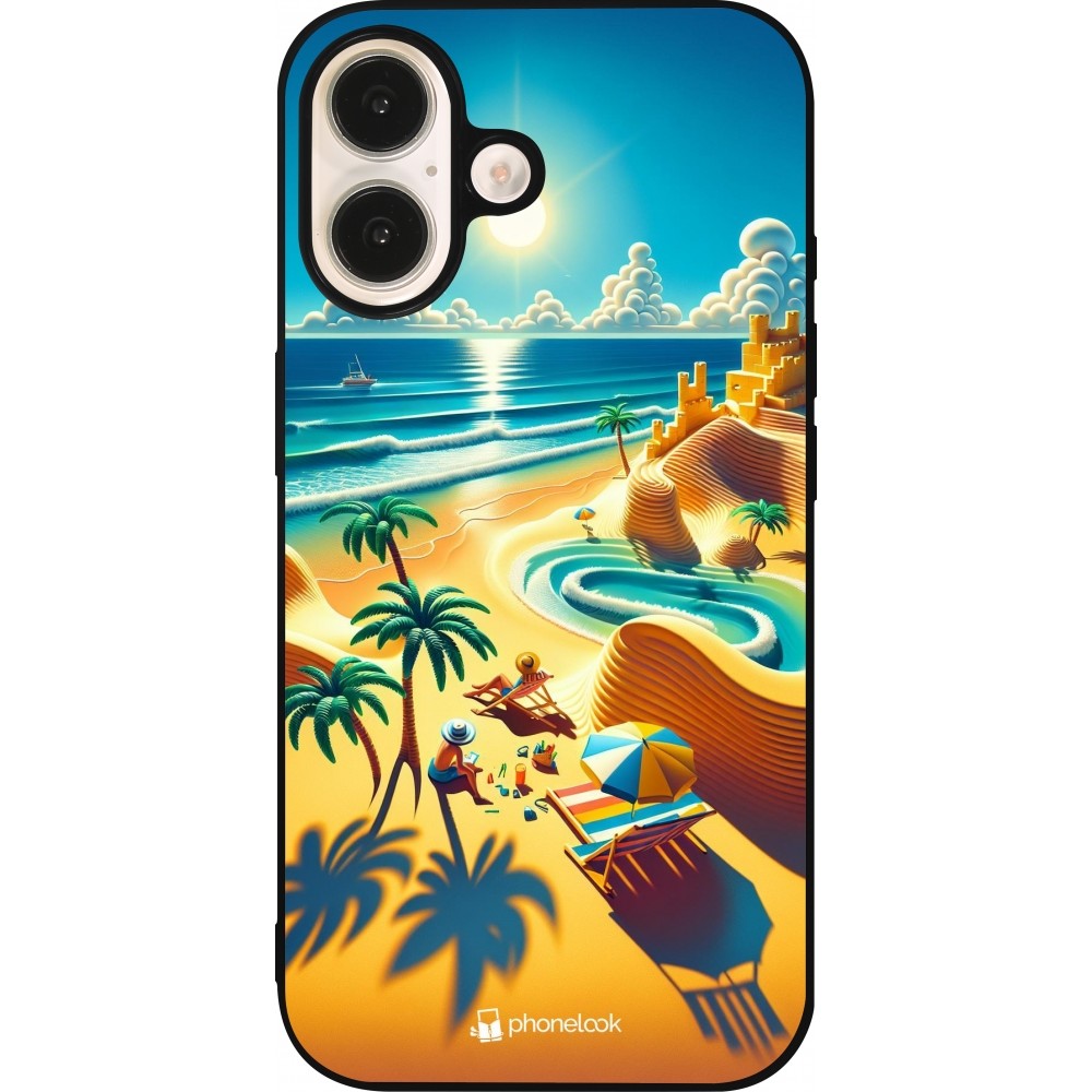 Coque iPhone 16 - Silicone rigide noir Sunset Breeze