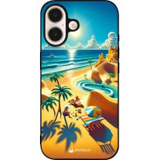 Coque iPhone 16 - Silicone rigide noir Sunset Breeze