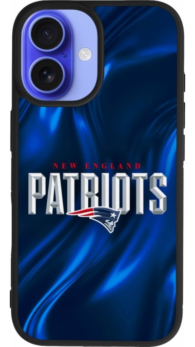 Coque iPhone 16 - Silicone rigide noir Super Bowl 26 Patriots 2
