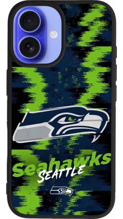 Coque iPhone 16 - Silicone rigide noir Super Bowl 26 Seattle 2