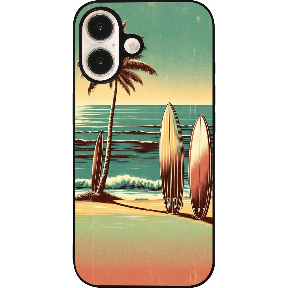 iPhone 16 Case Hülle - Silikon schwarz Surf Paradise