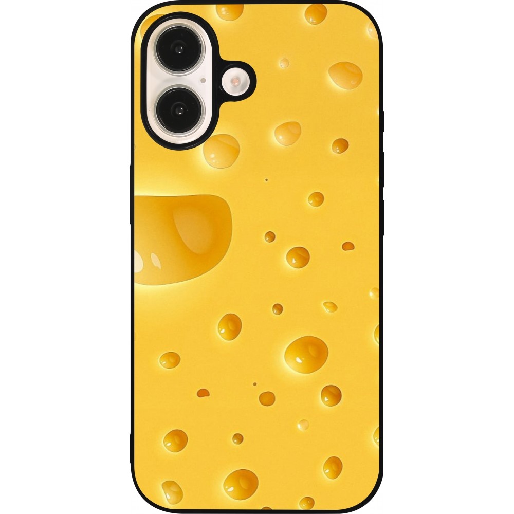 iPhone 16 Case Hülle - Silikon schwarz  Nationalfeiertag Schweiz Cheese