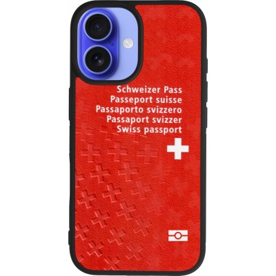 iPhone 16 Case Hülle - Silikon schwarz Swiss Passport