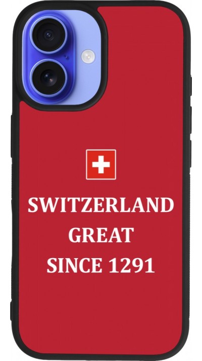 Coque iPhone 16 - Silicone rigide noir Switzerland Great Since 1291
