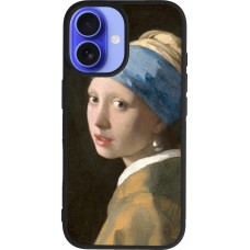 iPhone 16 Case Hülle - Silikon schwarz Kunstbild - Das Mädchen mit dem Perlenohrring - Jan Vermeer