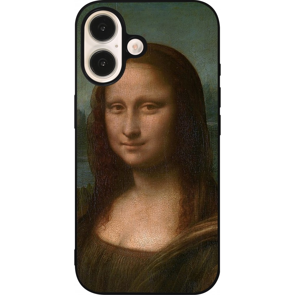 iPhone 16 Case Hülle - Silikon schwarz Kunstbild - Mona Lisa - Leonardo de Vinci