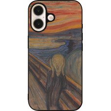 Coque iPhone 16 - Silicone rigide noir Tableau art - Le Cri - Edvard Munch