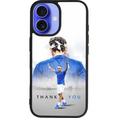 Coque iPhone 16 - Silicone rigide noir Thank you Roger