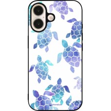 iPhone 16 Case Hülle - Silikon schwarz Turtles pattern watercolor
