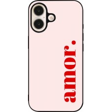 Coque iPhone 16 - Silicone rigide noir Valentine 2024 amor