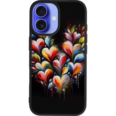 iPhone 16 Case Hülle - Silikon schwarz Valentin 2024 Schwarzes Herz Abstrakt