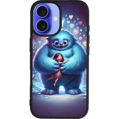 Coque iPhone 16 - Silicone rigide noir Valentine 2024 Fluffy Love