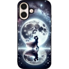 iPhone 16 Case Hülle - Silikon schwarz Valentin 2024 Liebe unter dem Mond