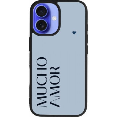 iPhone 16 Case Hülle - Silikon schwarz Valentine 2024 mucho amor azul