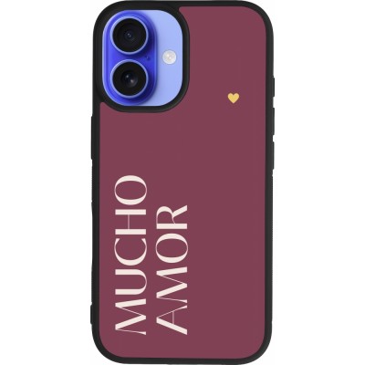 iPhone 16 Case Hülle - Silikon schwarz Valentine 2024 mucho amor rosado