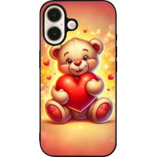 iPhone 16 Case Hülle - Silikon schwarz Valentin 2024 Teddy Liebe