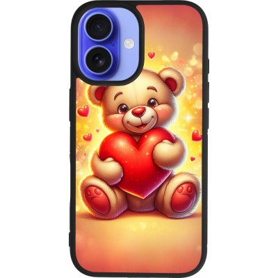 iPhone 16 Case Hülle - Silikon schwarz Valentin 2024 Teddy Liebe