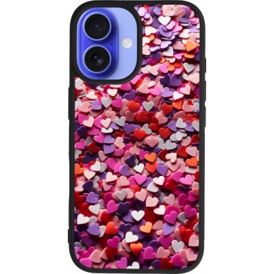 iPhone 16 Case Hülle - Silikon schwarz Valentin 2025 Konfetti